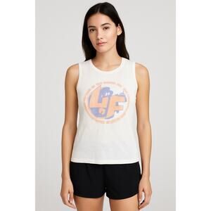 LF Brand White Muscle Tank Top Size S | Retro Logo Graphic